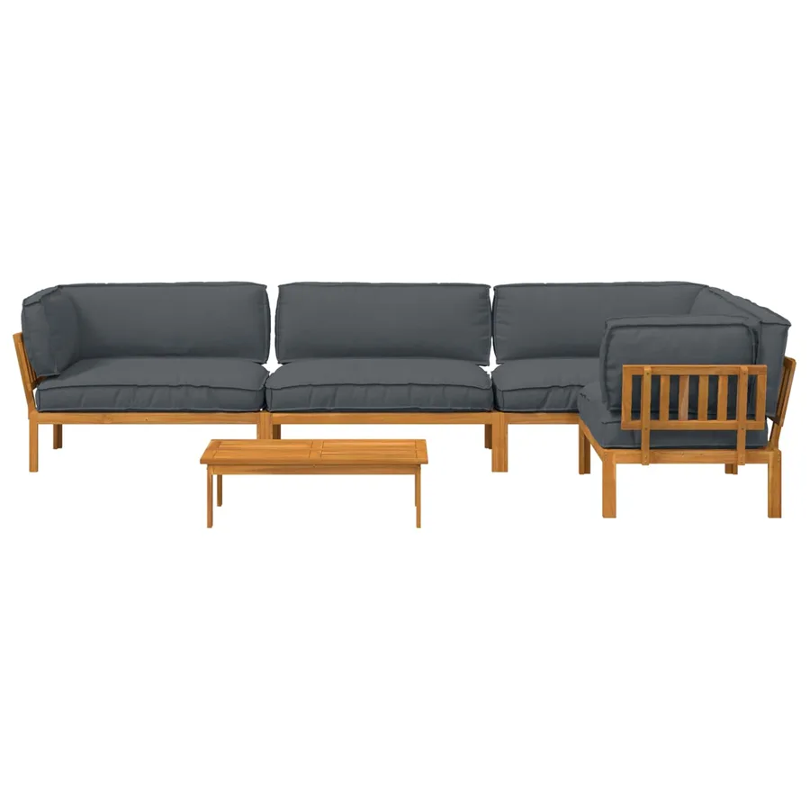 Ensemble de Canapés Uni 5 pcs Anthracite Bois d'Acacia Massif - 8