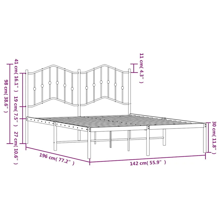 Cadre de lit métal sans matelas avec tête de lit noir 135x190cm - 10