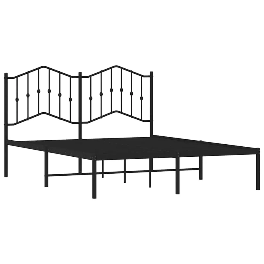 Cadre de lit métal sans matelas avec tête de lit noir 135x190cm - 5