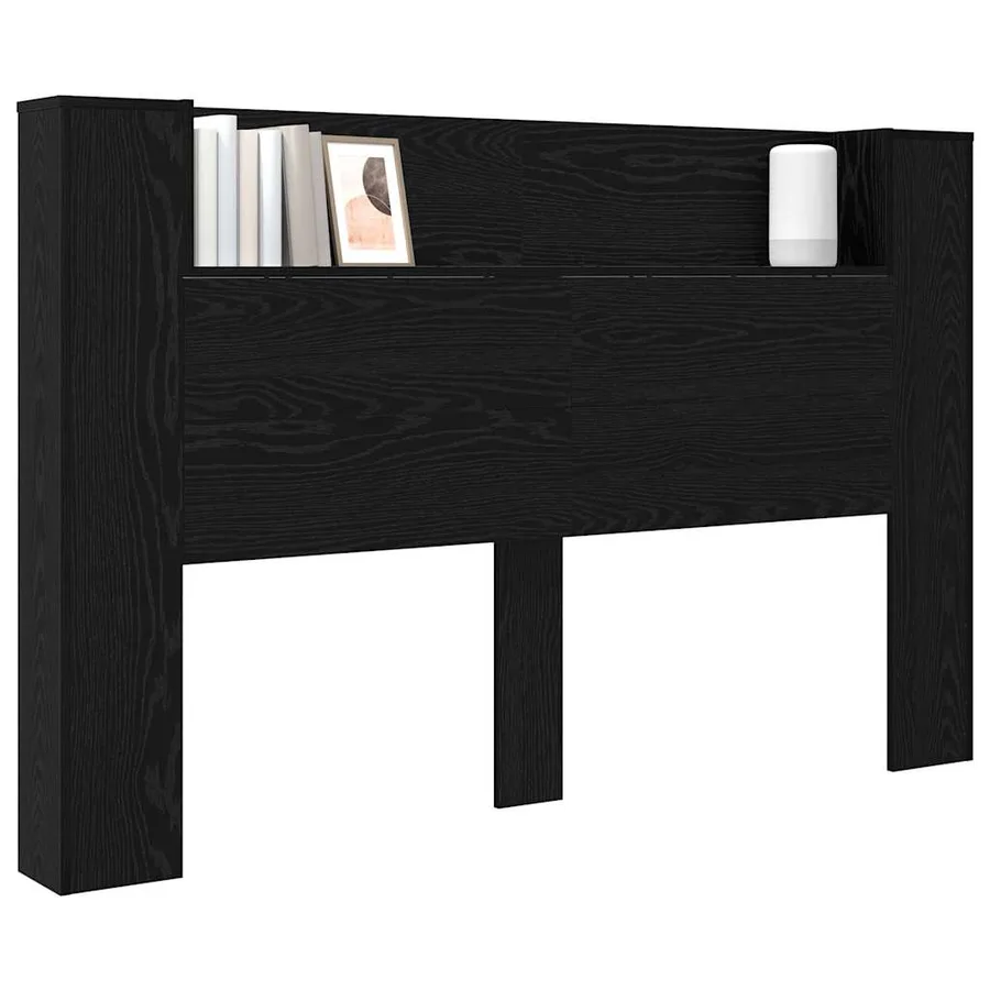 Tête de lit de rangement avec LED Chêne noir Bois d'ingénierie - 3