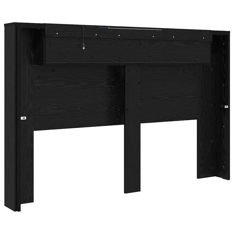 Tête de lit de rangement avec LED Chêne noir Bois d'ingénierie - 7