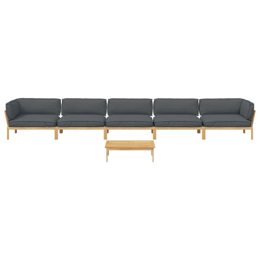 Ensemble de Canapés Uni 6 pcs Anthracite Bois d'Acacia Massif - 8