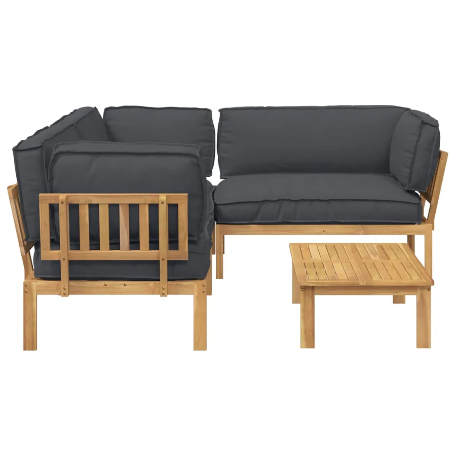 Ensemble de Canapés Uni 4 pcs Anthracite Bois d'Acacia Massif - 8
