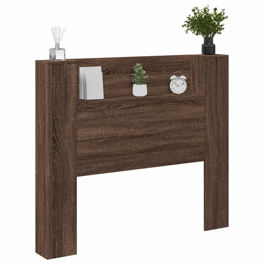 Tête de lit de rangement avec LED Chêne brun Bois d'ingénierie - 3