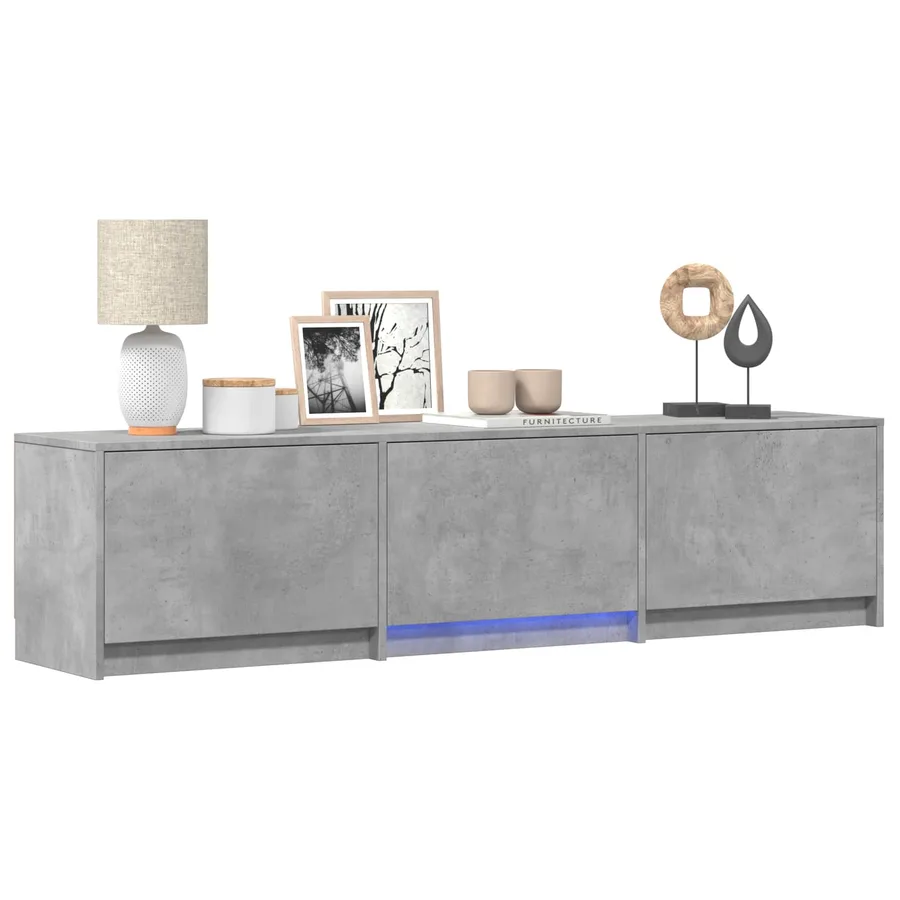 Meuble TV avec LED 165x34x40 cm Gris Béton Bois d’ingénierie - 3