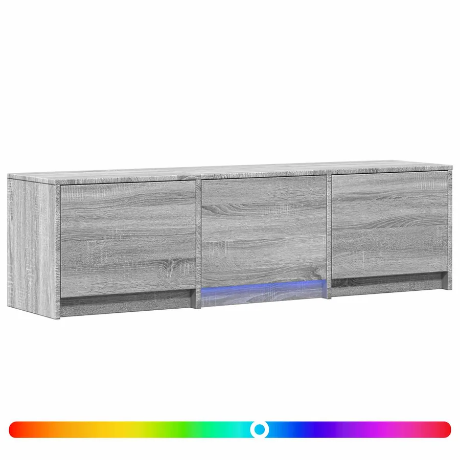 Meuble TV avec LED 140x34x40 cm Gris Sonoma Bois d’ingénierie - 2