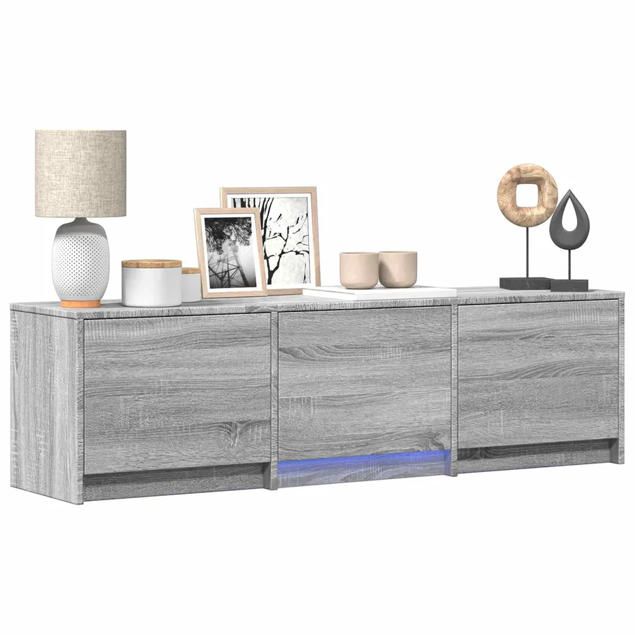 Meuble TV avec LED 140x34x40 cm Gris Sonoma Bois d’ingénierie - 3