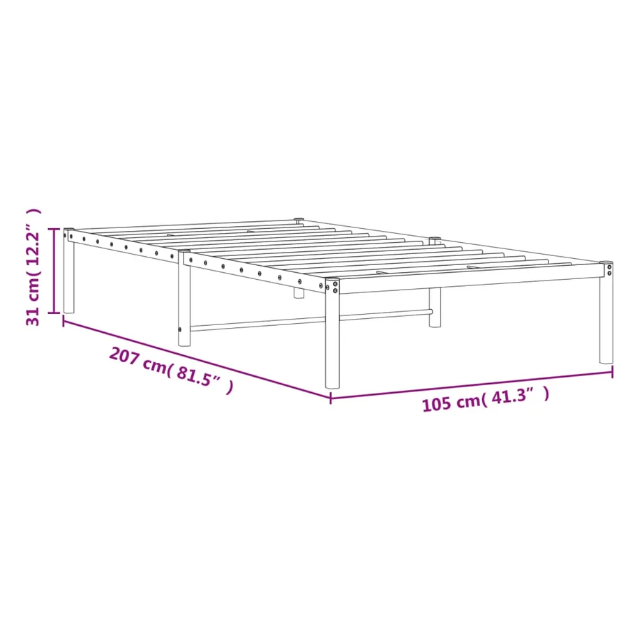 Cadre de lit métal sans matelas noir 100x200 cm - 9