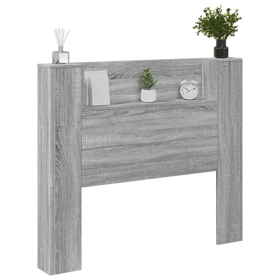Tête de lit de rangement avec LED Sonoma gris Bois d'ingénierie - 3