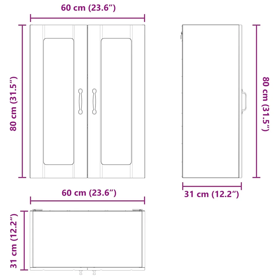 Cabinet en verre mural LUCCA Blanc 60 x 31 x 80 cm - 12