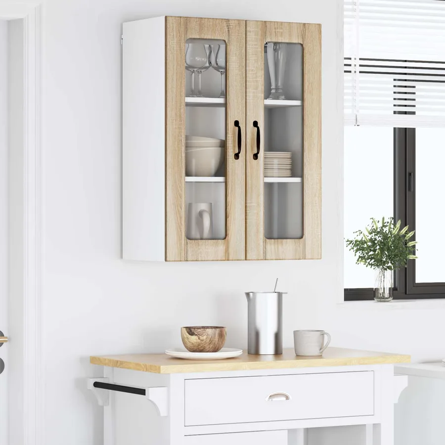Cabinet en verre mural LUCCA Chêne Sonoma 60 x 31 x 80 cm - 4