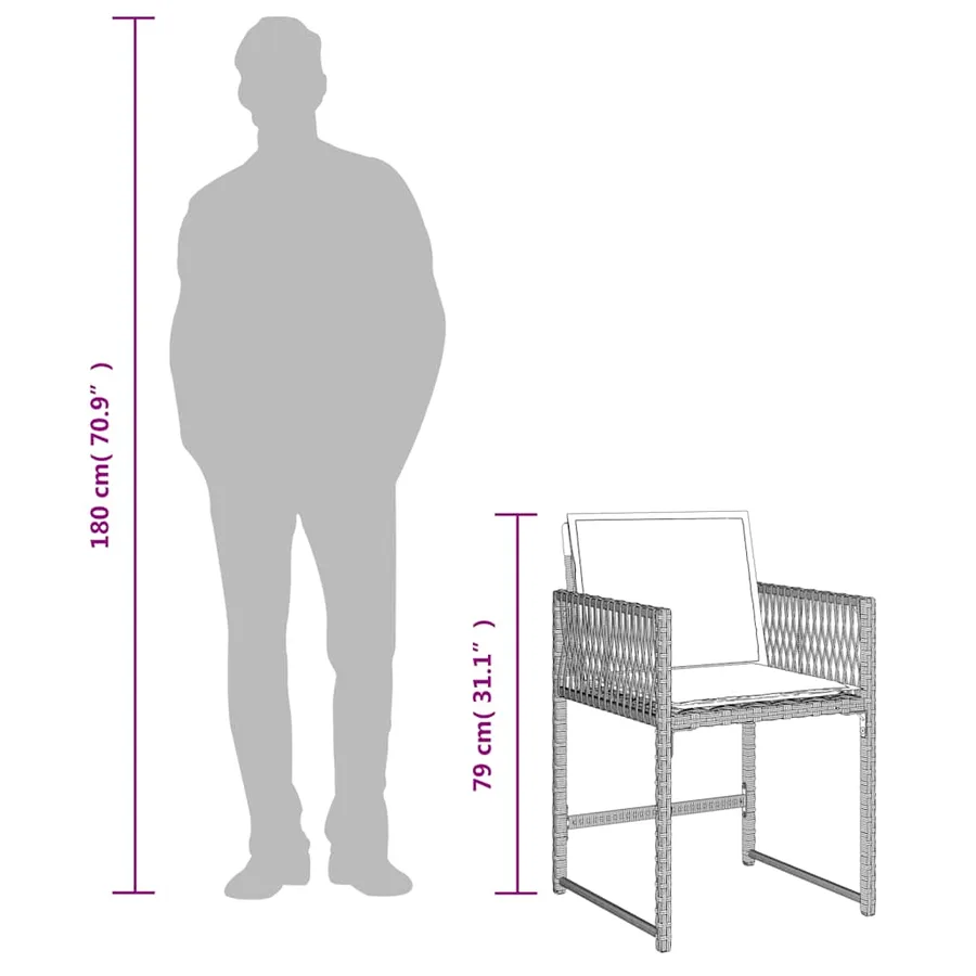 Ensemble à manger de jardin et coussins 15 pcs gris clair rotin - 9