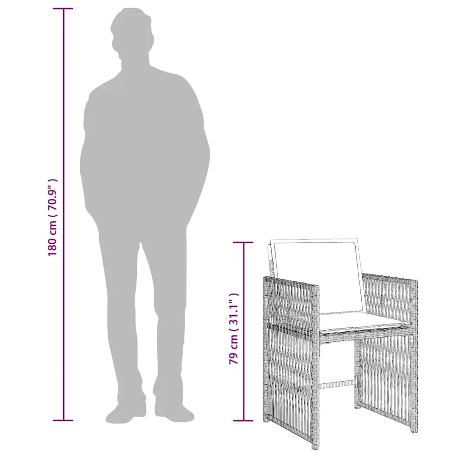 Ensemble à manger de jardin et coussins 13 pcs gris clair rotin - 8