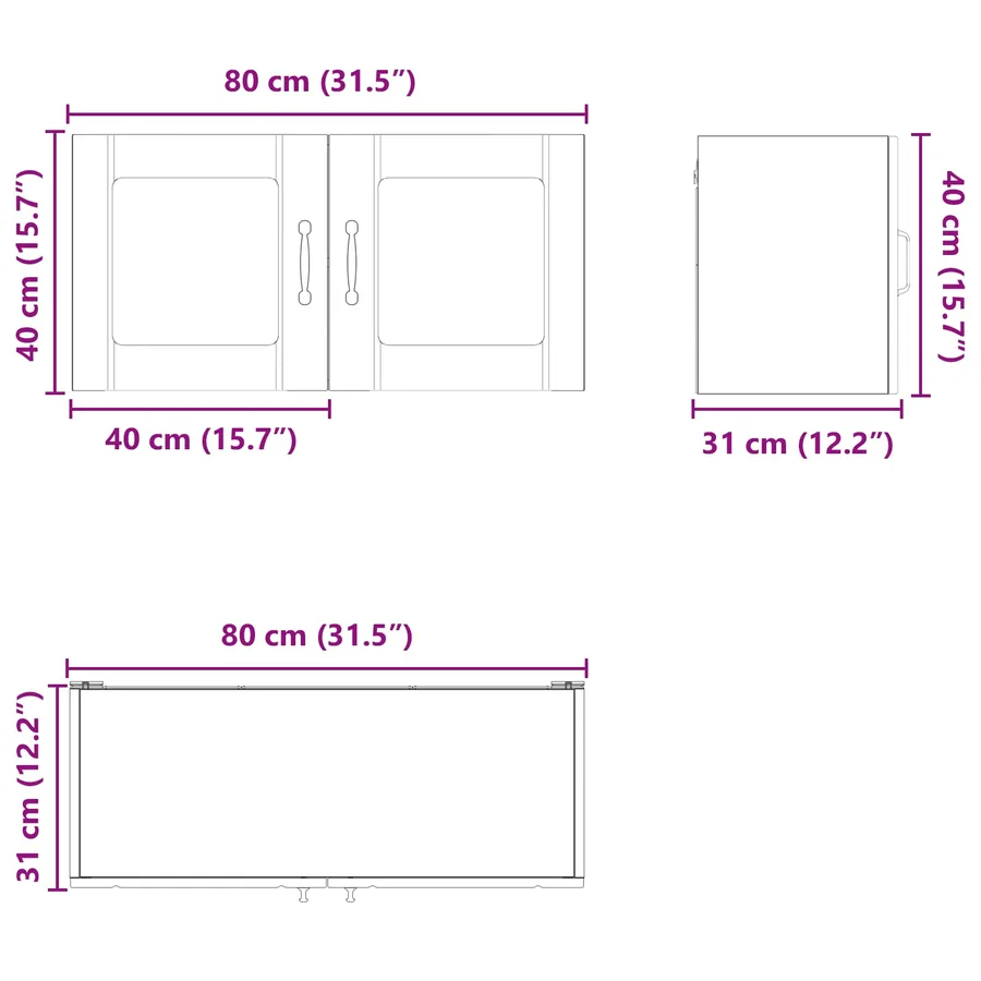 Cabinet en verre mural LUCCA Blanc 80 x 31 x 40 cm - 12