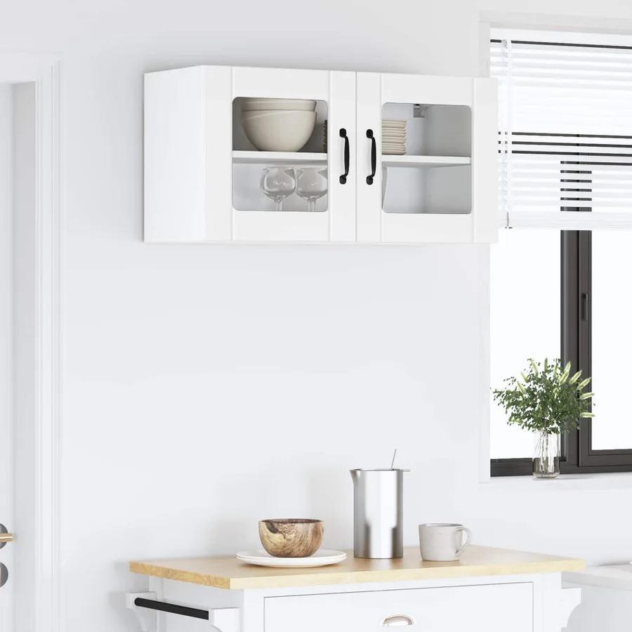 Cabinet en verre mural LUCCA Blanc 80 x 31 x 40 cm - 4