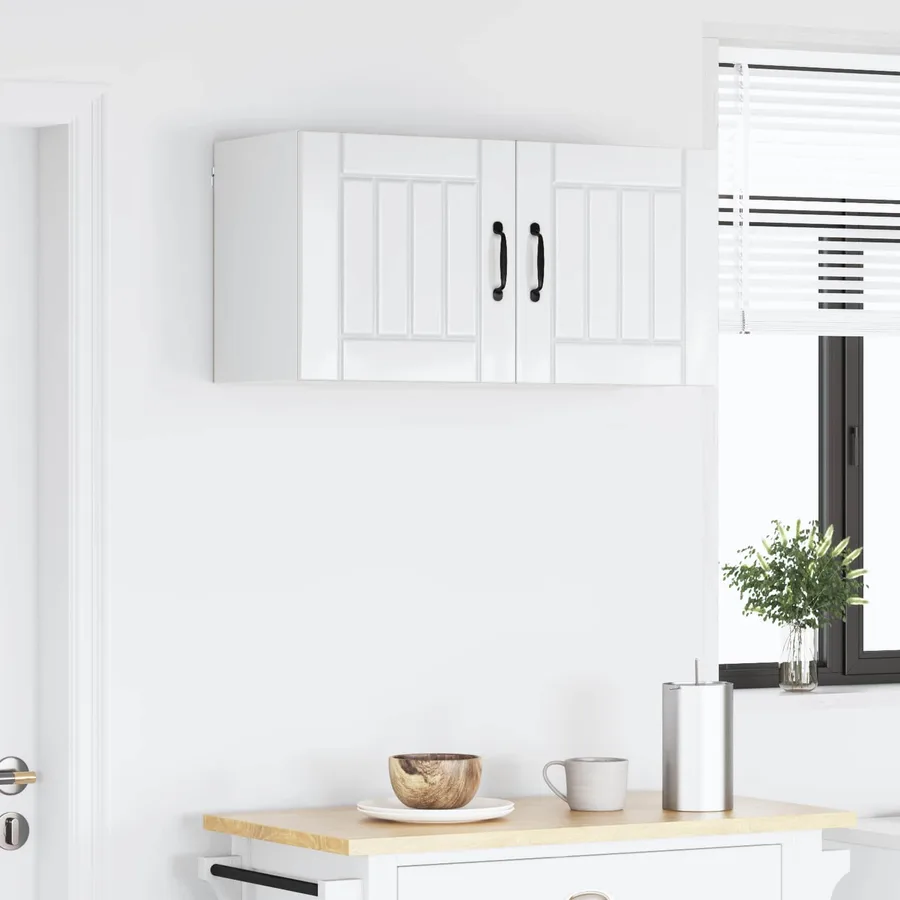Meuble mural LUCCA Blanc brillant 80 x 31 x 40 cm - 4