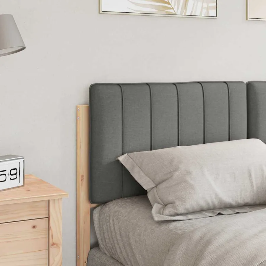 Tête de lit capitonnée Marron et gris clair 135 cm Pin massif - 3