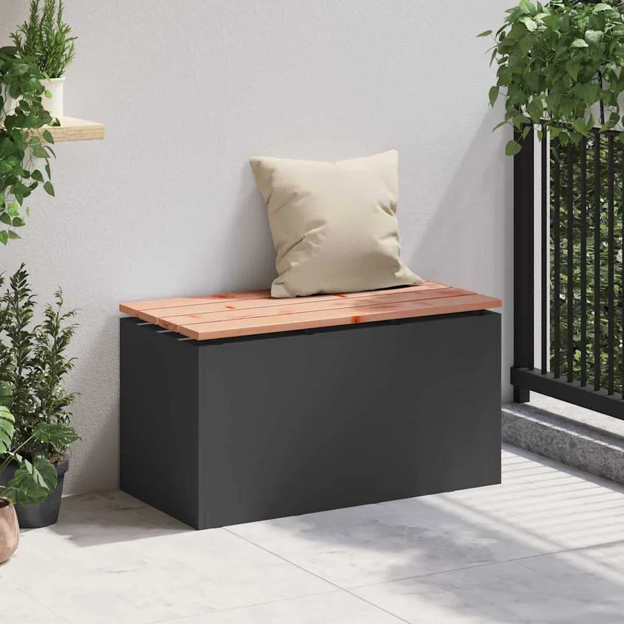 Banc de jardin Noir 80 x 40 x 43 cm Acier - 3