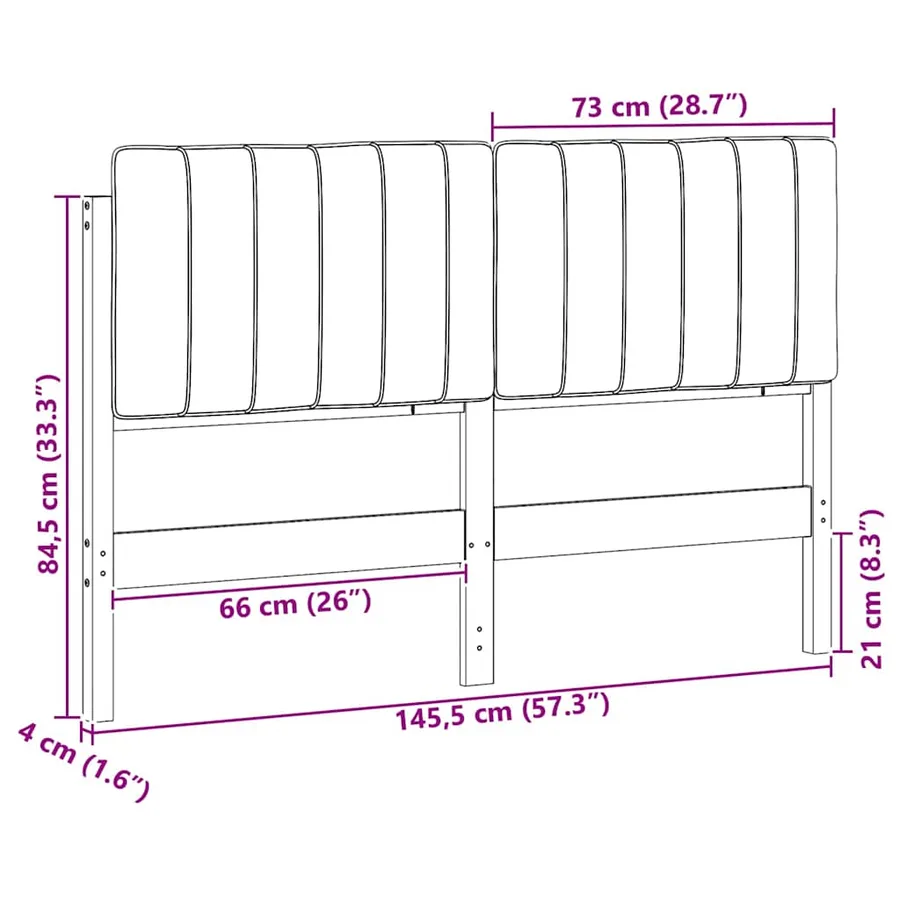 Tête de lit capitonnée Marron et Taupe 140 cm Pin massif - 13