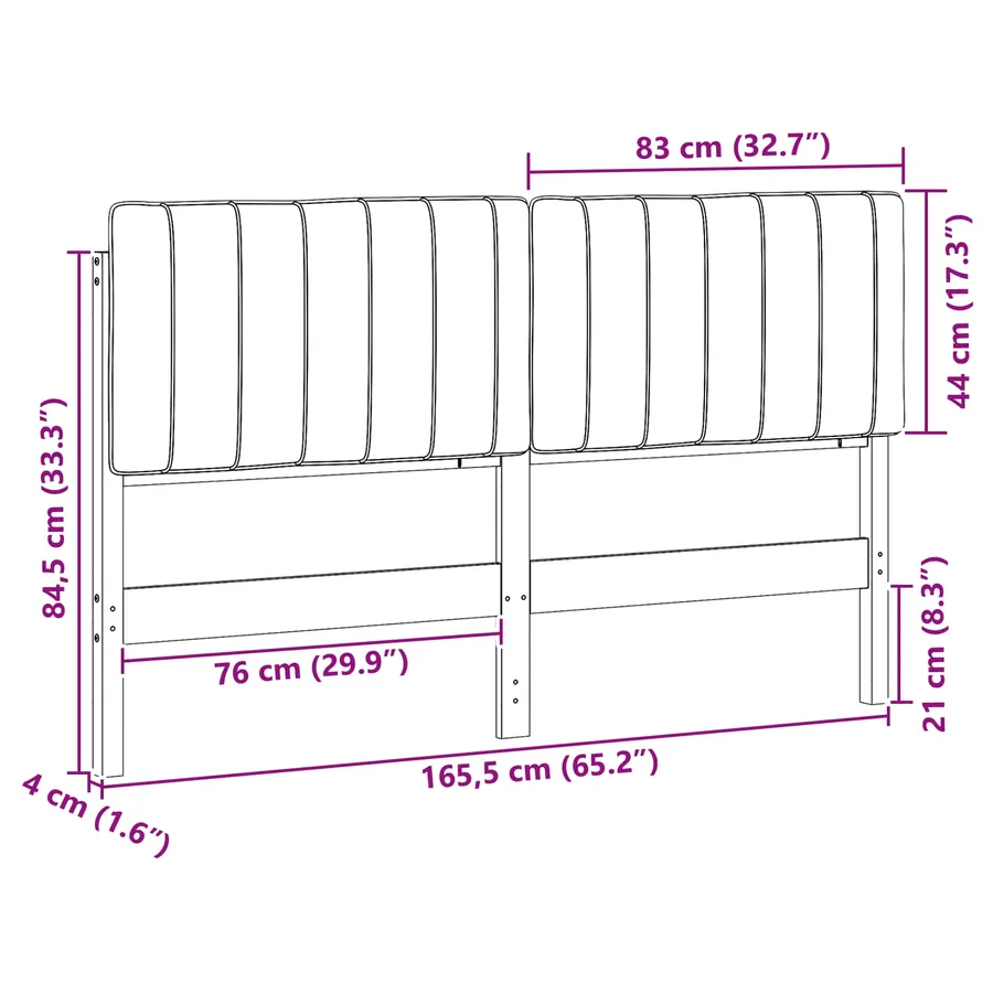 Tête de lit capitonnée Brun et gris foncé 160 cm Pin massif - 13