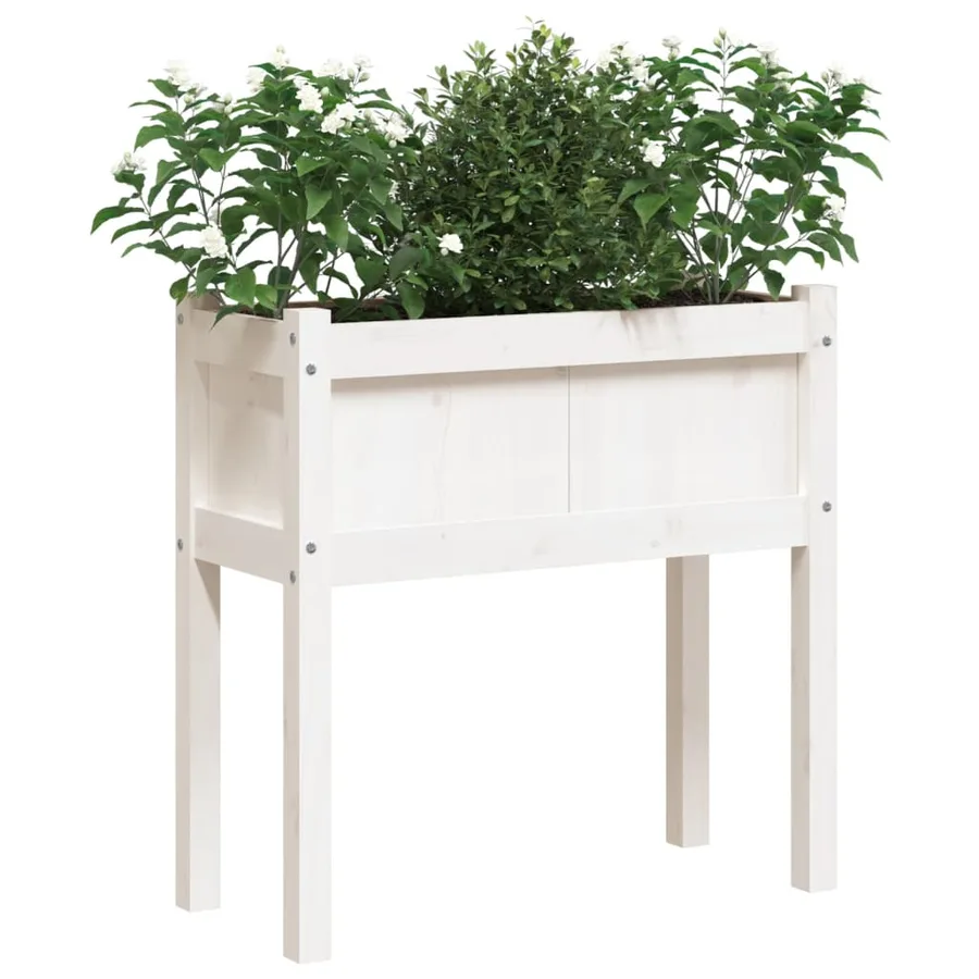 Jardinières avec pieds blanc 70x31x70 cm bois de pin massif - 4