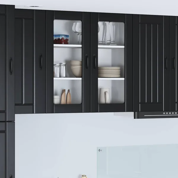 Cabinet en verre mural LUCCA Noir 80 x 31 x 80 cm