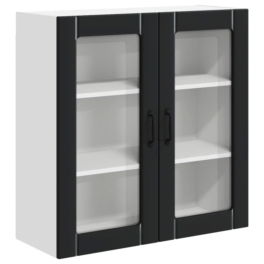 Cabinet en verre mural LUCCA Noir 80 x 31 x 80 cm - 2