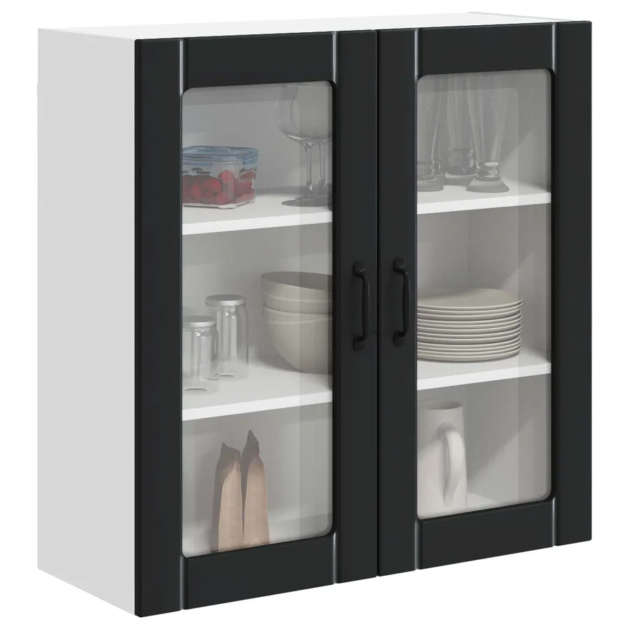 Cabinet en verre mural LUCCA Noir 80 x 31 x 80 cm - 3