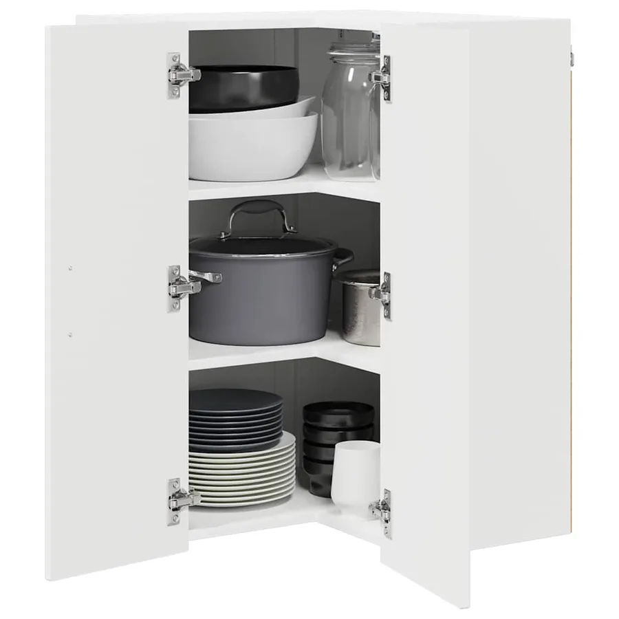 Cabinet d'angle mural LUCCA Blanc brillant 57 x 57 x 80 cm - 3