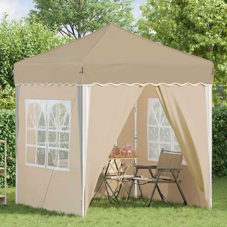 Tente de fête pop-up 195 x 195 x 245 cm Crème Tissu Oxford - 3