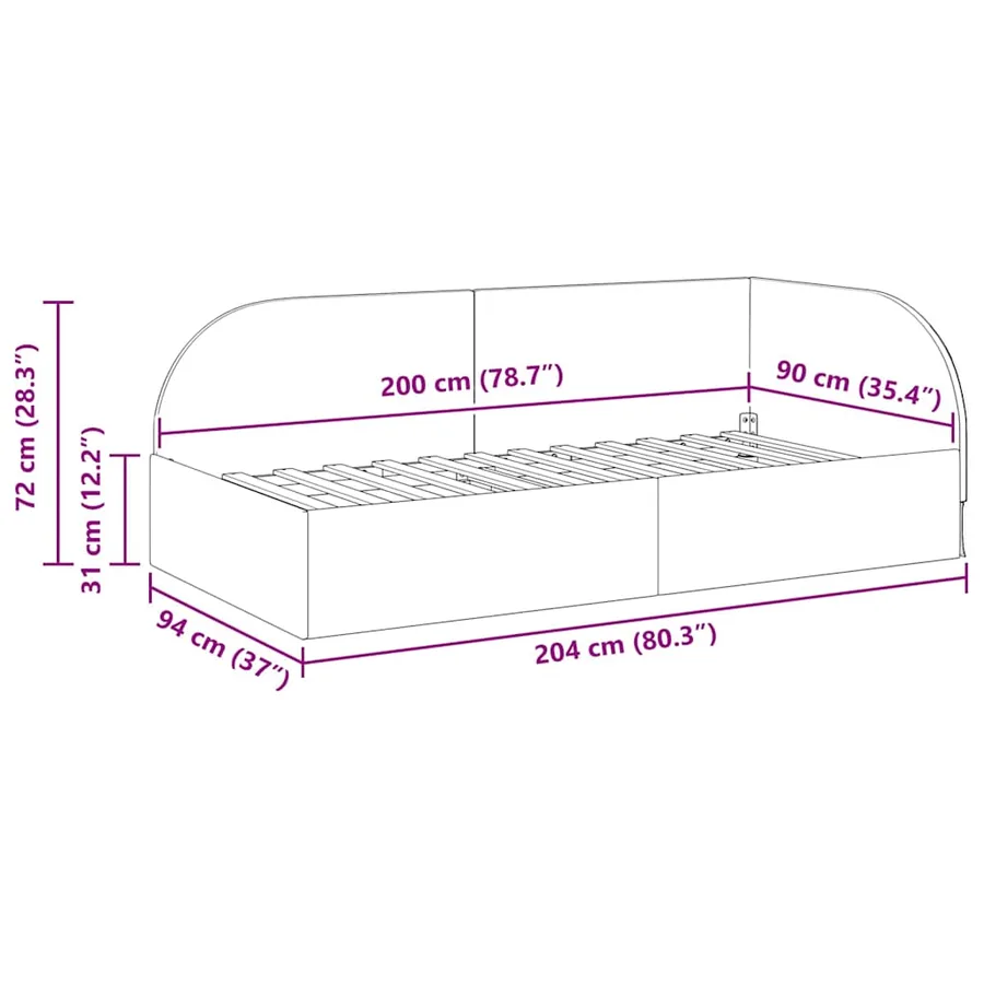 Cadre de lit d'angle Gris clair 90 cm x 200 cm Velours - 11