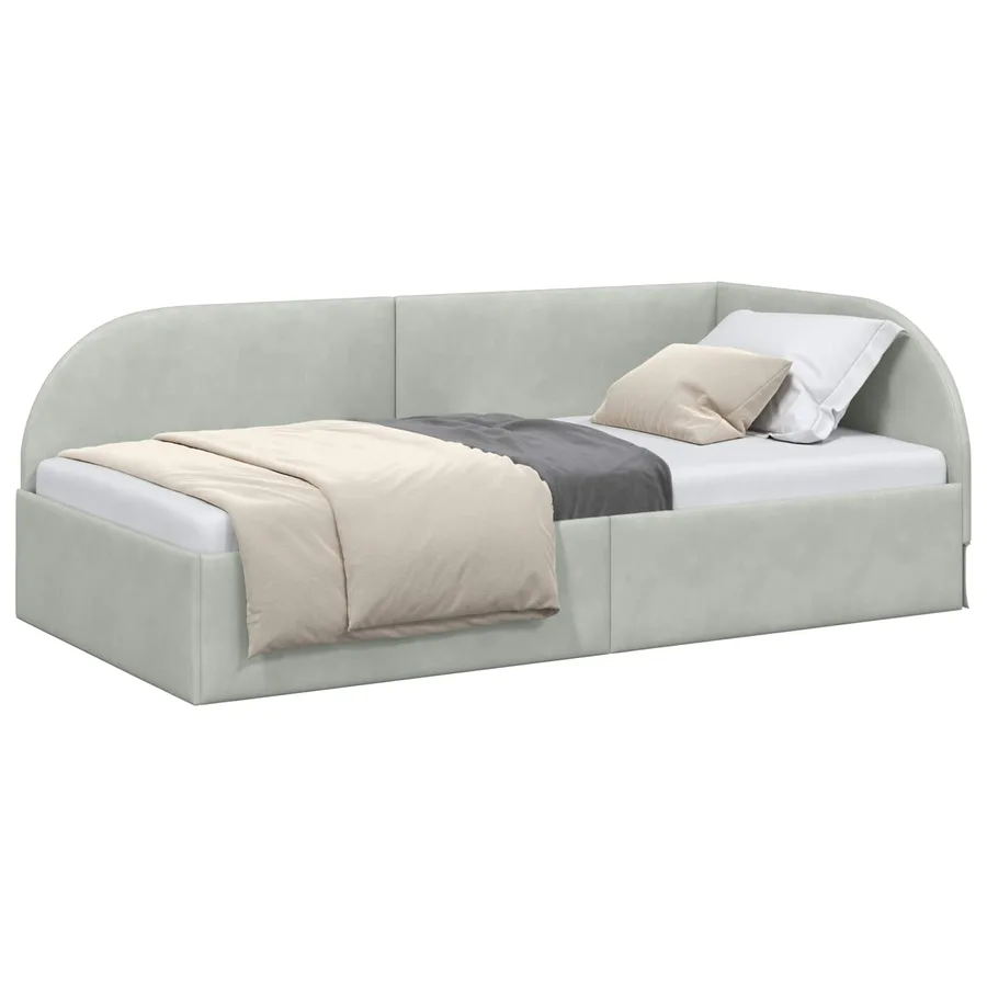 Cadre de lit d'angle Gris clair 90 cm x 200 cm Velours - 2