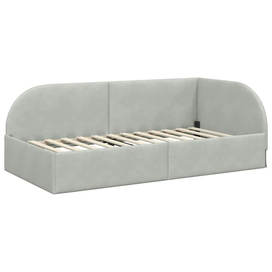 Cadre de lit d'angle Gris clair 90 cm x 200 cm Velours - 4