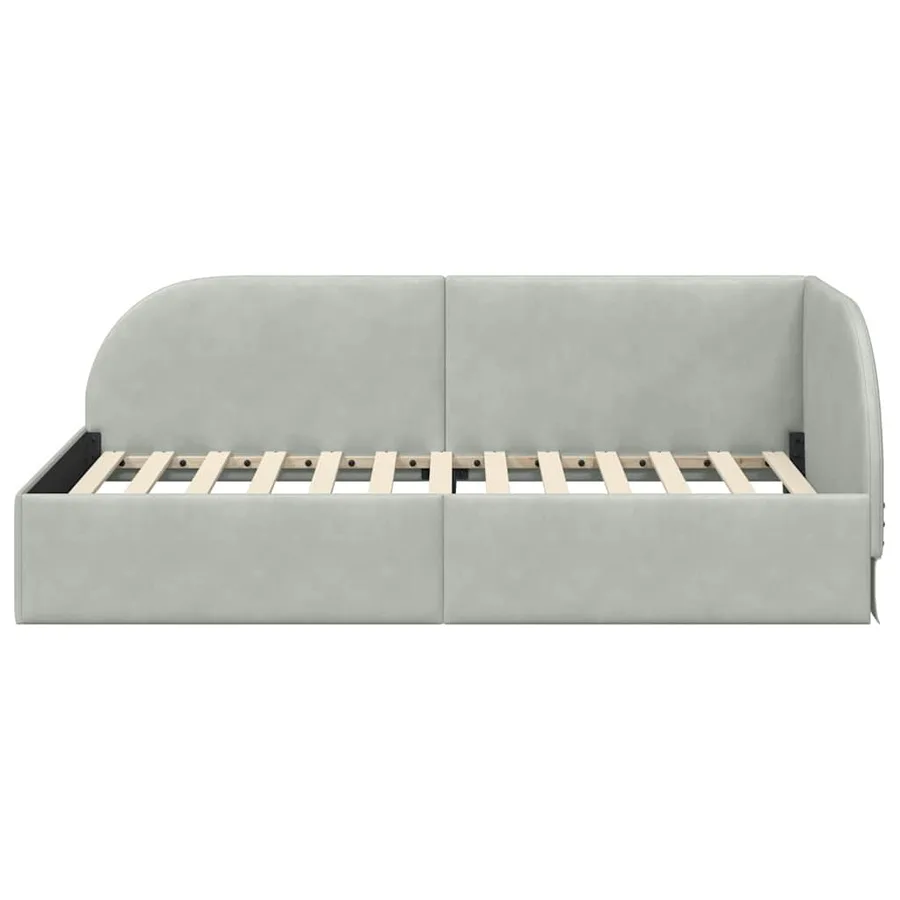 Cadre de lit d'angle Gris clair 90 cm x 200 cm Velours - 5