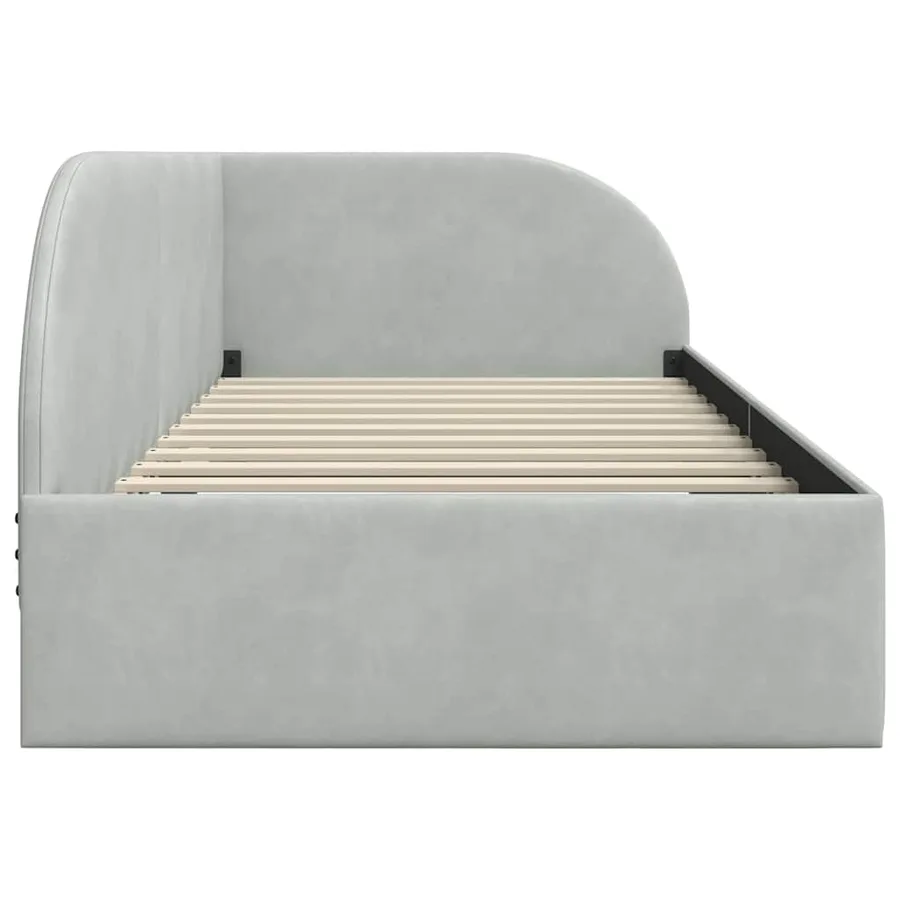 Cadre de lit d'angle Gris clair 90 cm x 200 cm Velours - 6