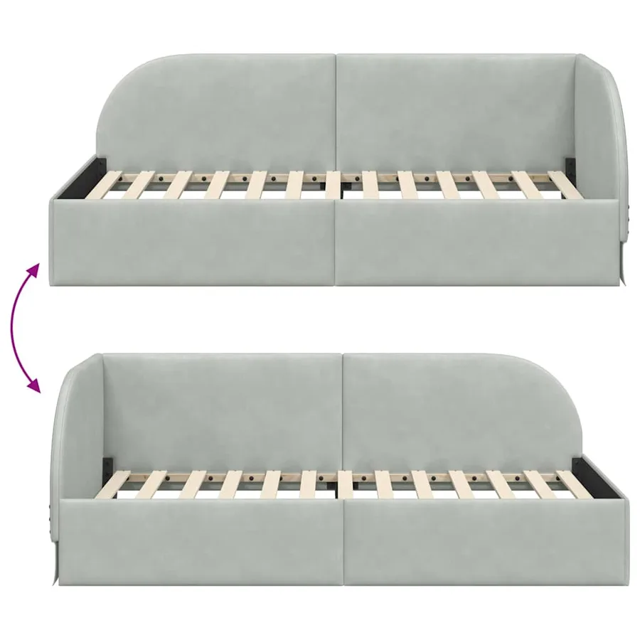 Cadre de lit d'angle Gris clair 90 cm x 200 cm Velours - 9