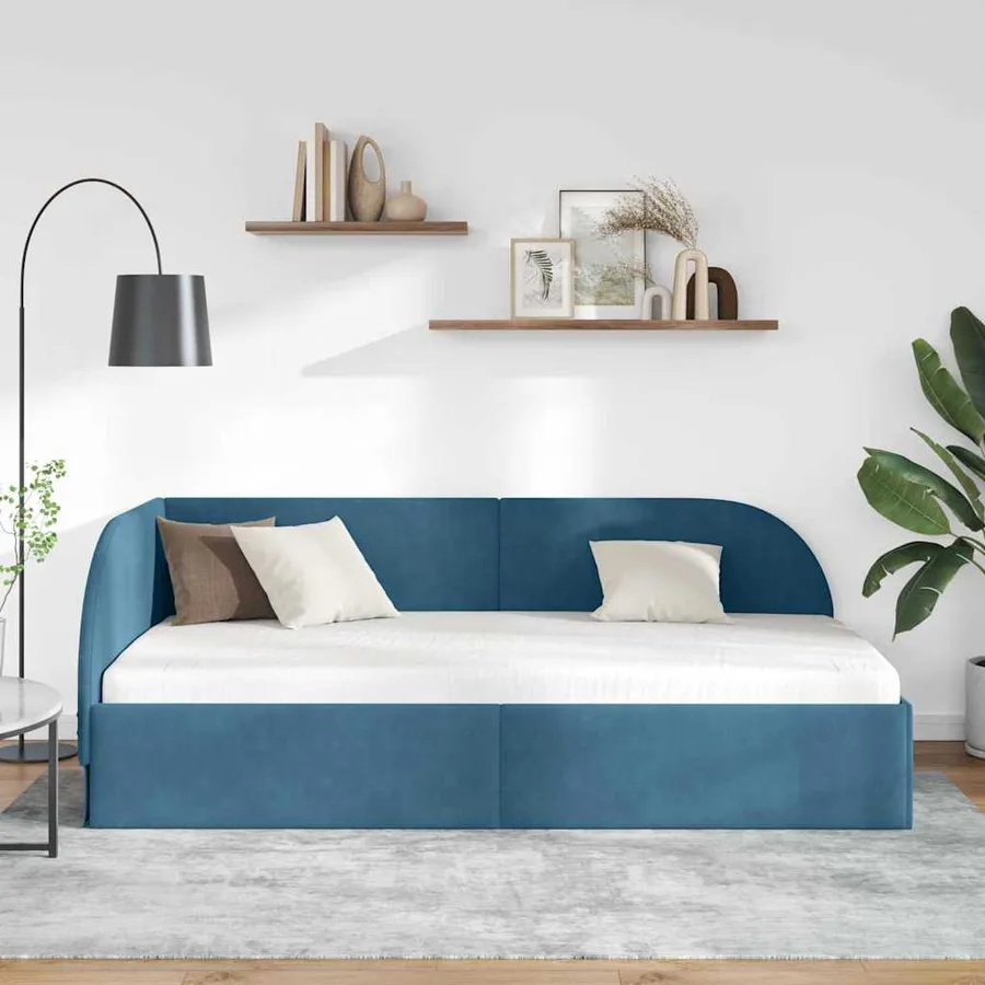 Cadre de lit d'angle Bleu 80 cm x 200 cm Velours - 3