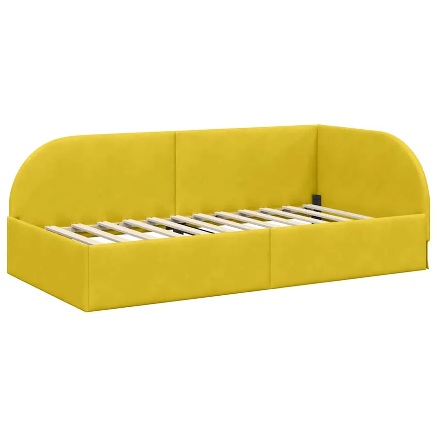 Cadre de lit d'angle Jaune 90 cm x 200 cm Velours - 4