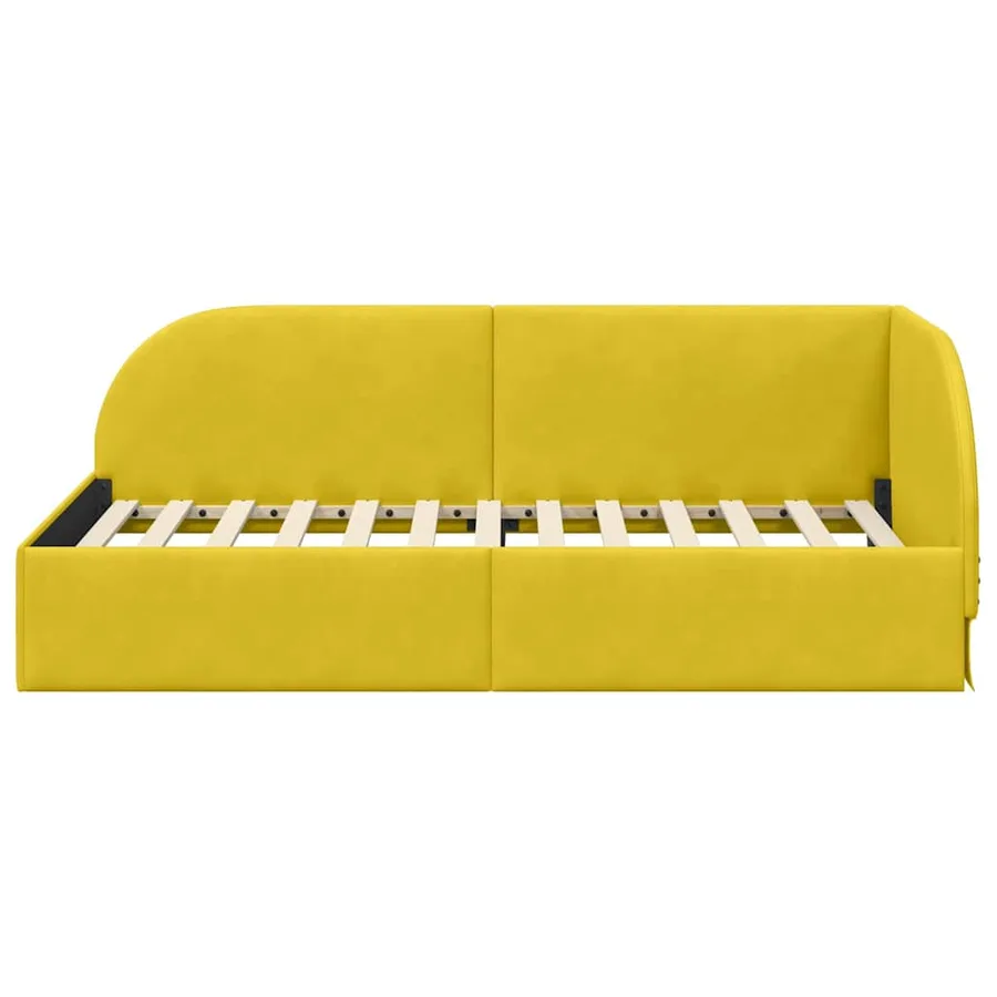 Cadre de lit d'angle Jaune 90 cm x 200 cm Velours - 5