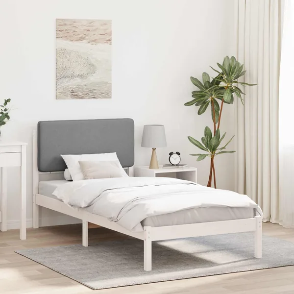 Cadre de lit avec tête de lit rembourrée Gris clair 80 x 200 cm