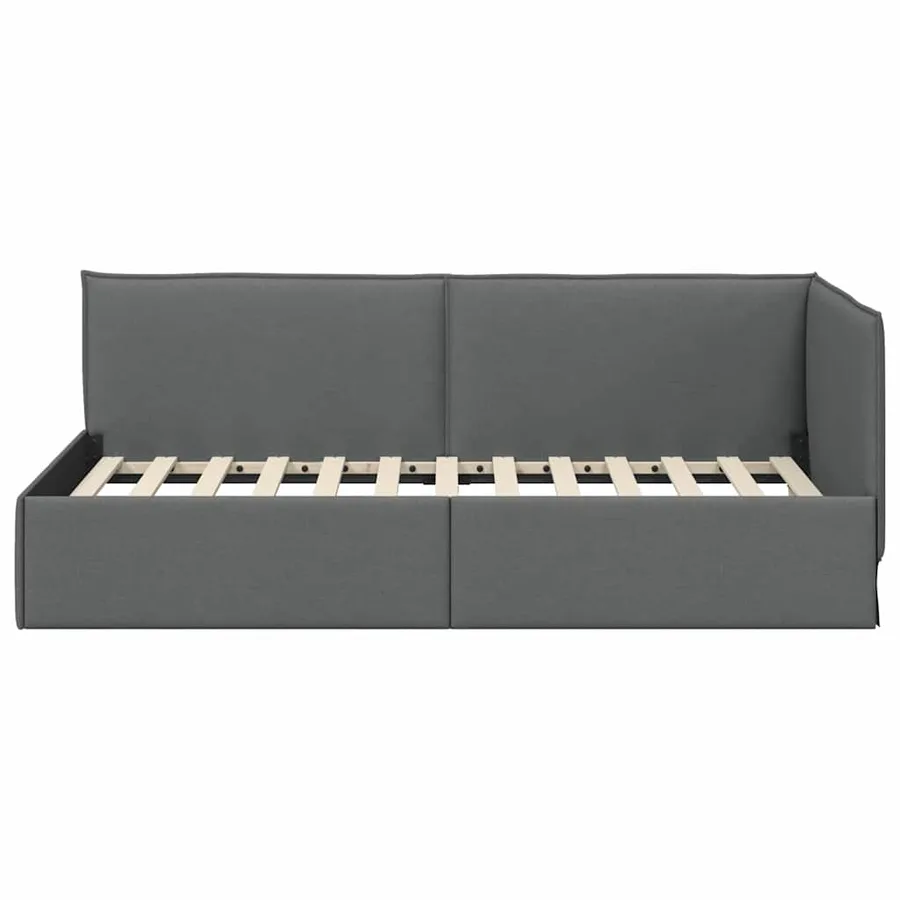 Cadre de lit d'angle Gris foncé 90 x 200 cm tissu - 5
