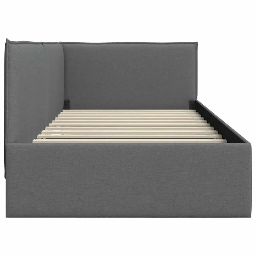 Cadre de lit d'angle Gris foncé 90 x 200 cm tissu - 6