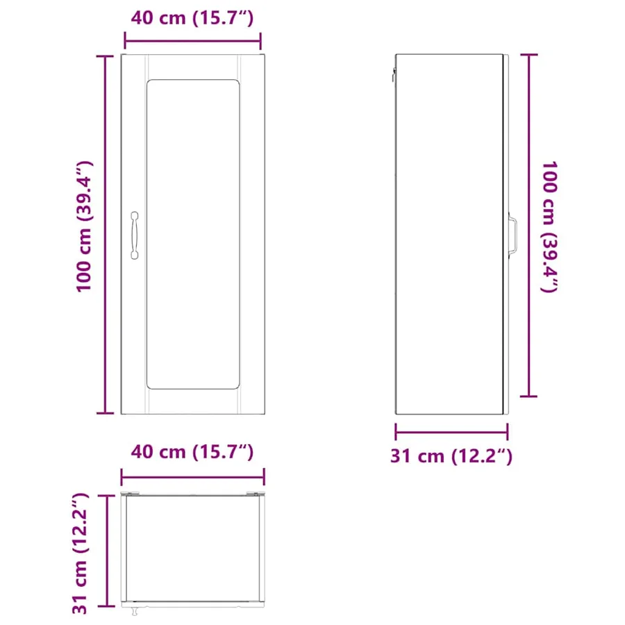 Cabinet en verre mural LUCCA Chêne brun 40 x 31 x 100 cm - 13