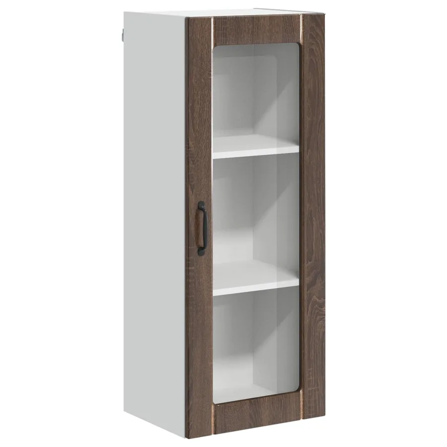 Cabinet en verre mural LUCCA Chêne brun 40 x 31 x 100 cm - 2