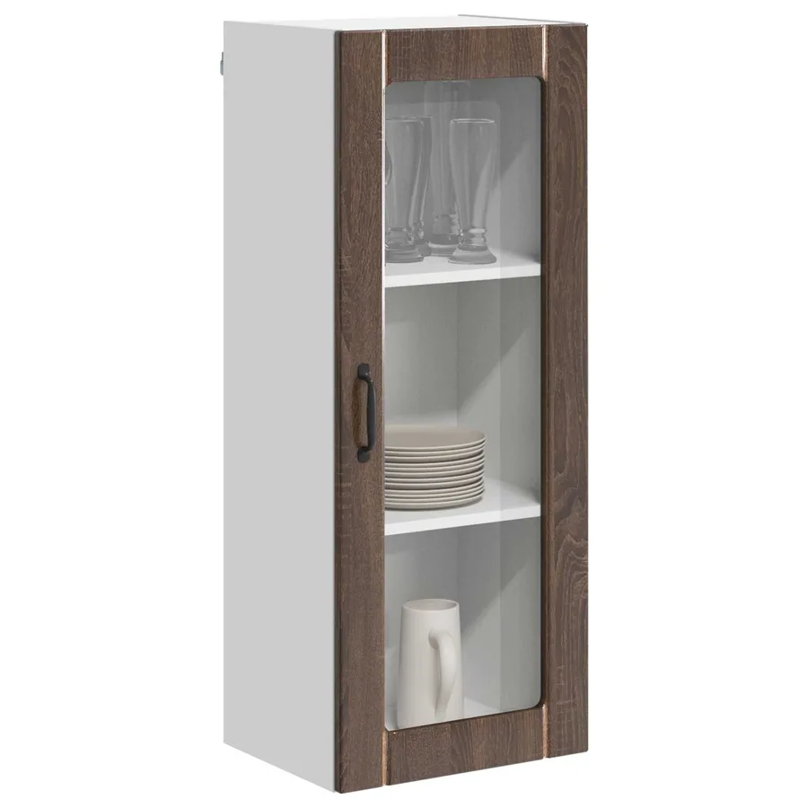 Cabinet en verre mural LUCCA Chêne brun 40 x 31 x 100 cm - 3