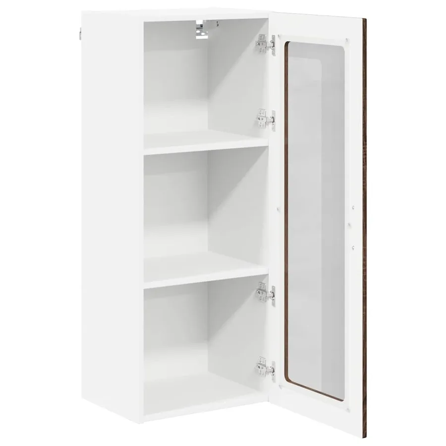 Cabinet en verre mural LUCCA Chêne brun 40 x 31 x 100 cm - 5