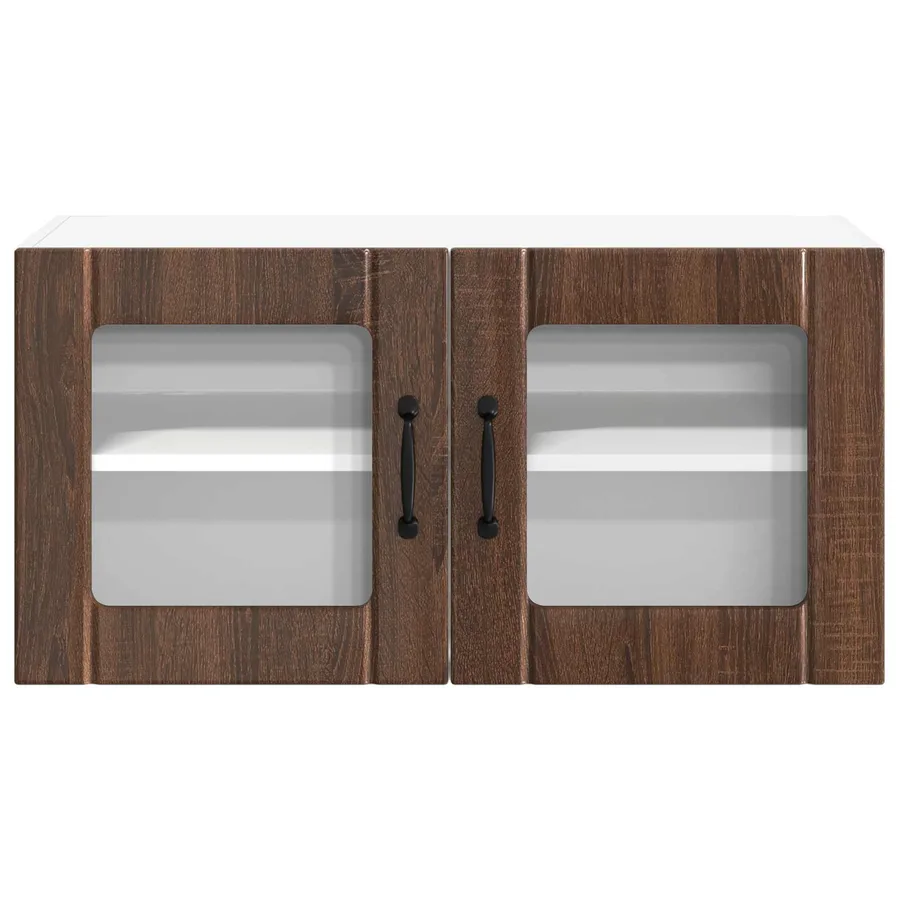 Cabinet en verre mural LUCCA Chêne brun 80 x 31 x 40 cm - 6