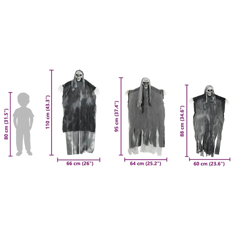 Fantôme Suspendu Halloween 3 pcs Noir 66 x 110 cm Polyester - 10