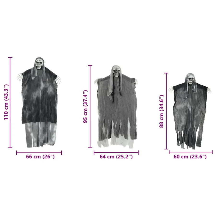 Fantôme Suspendu Halloween 3 pcs Noir 66 x 110 cm Polyester - 9