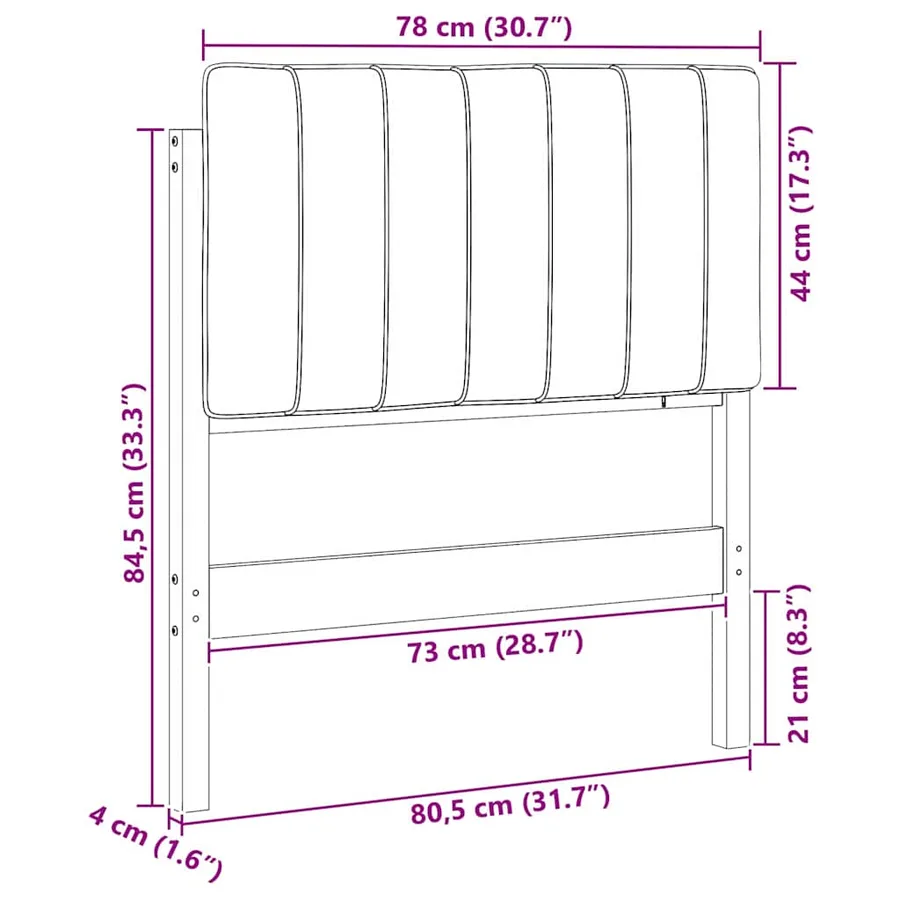 Tête de lit capitonnée Marron et Taupe 75 cm Pin massif - 13